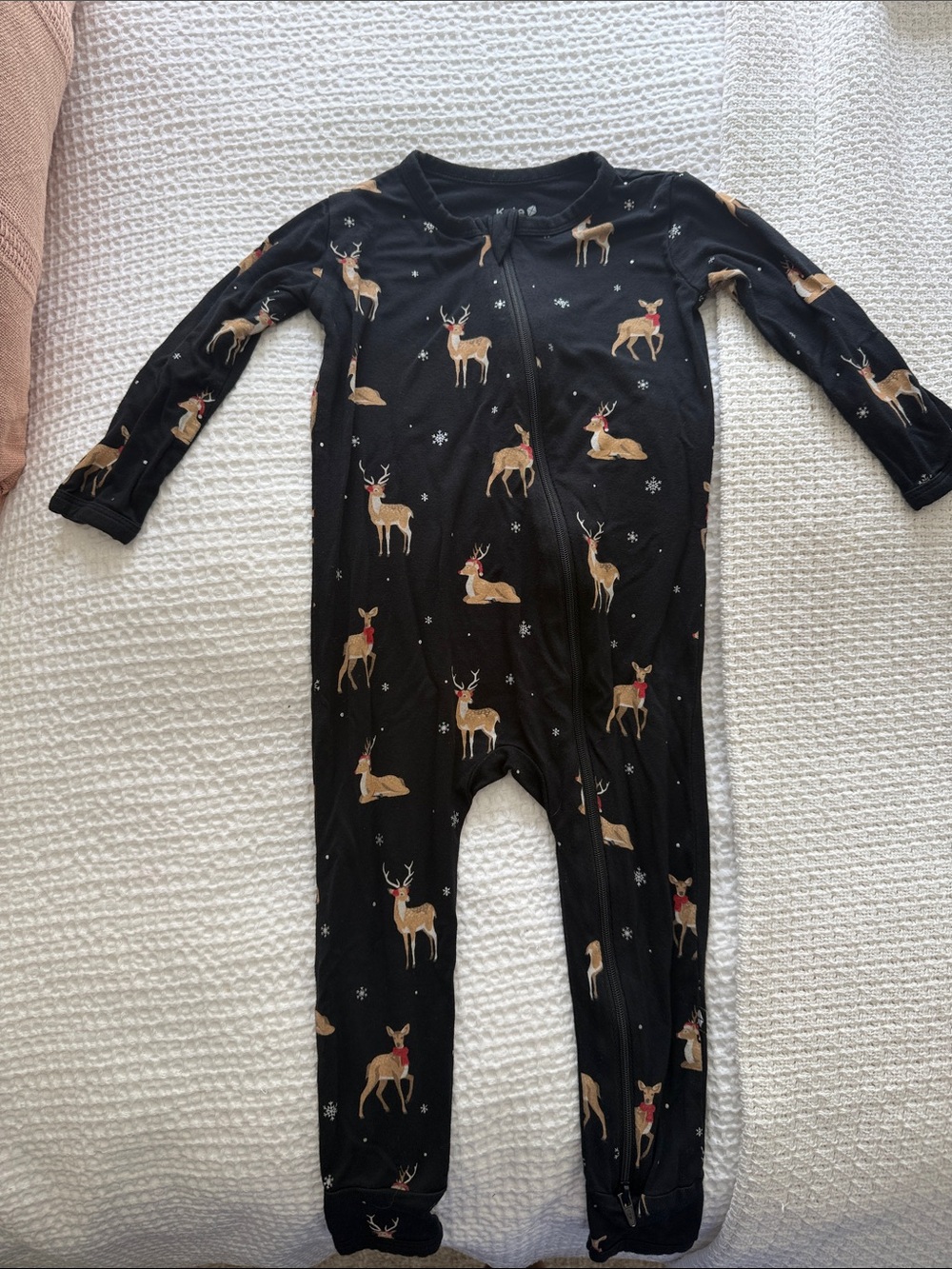 Kyte Baby Black Reindeer Romper Pajamas